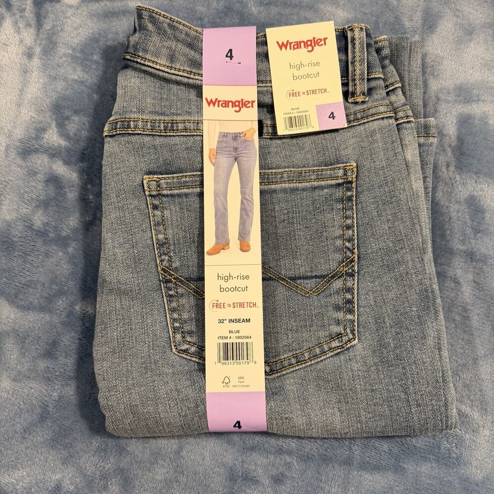 Wrangler High Rise Bootcut Womens Size 4 Stretch Denim Jeans Women Solid